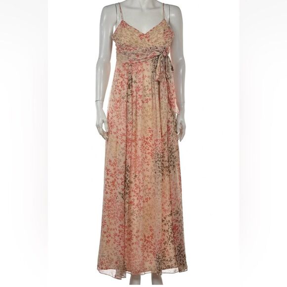 Bcbg Max Azria Maxi Silk floral beaded Dress 10 - Picture 1 of 7